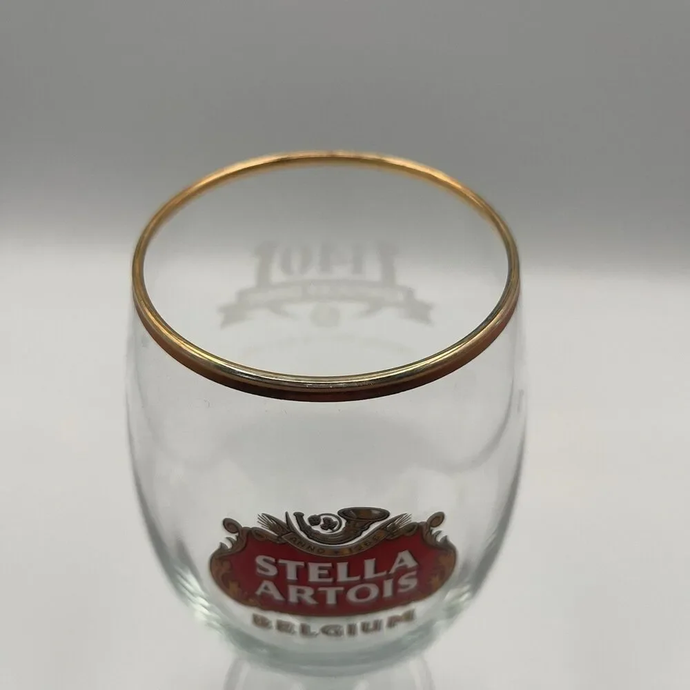 Stella Artois Belgium Beer Glass Chalice Cup 33 cl Gold Rimmed Stem 8